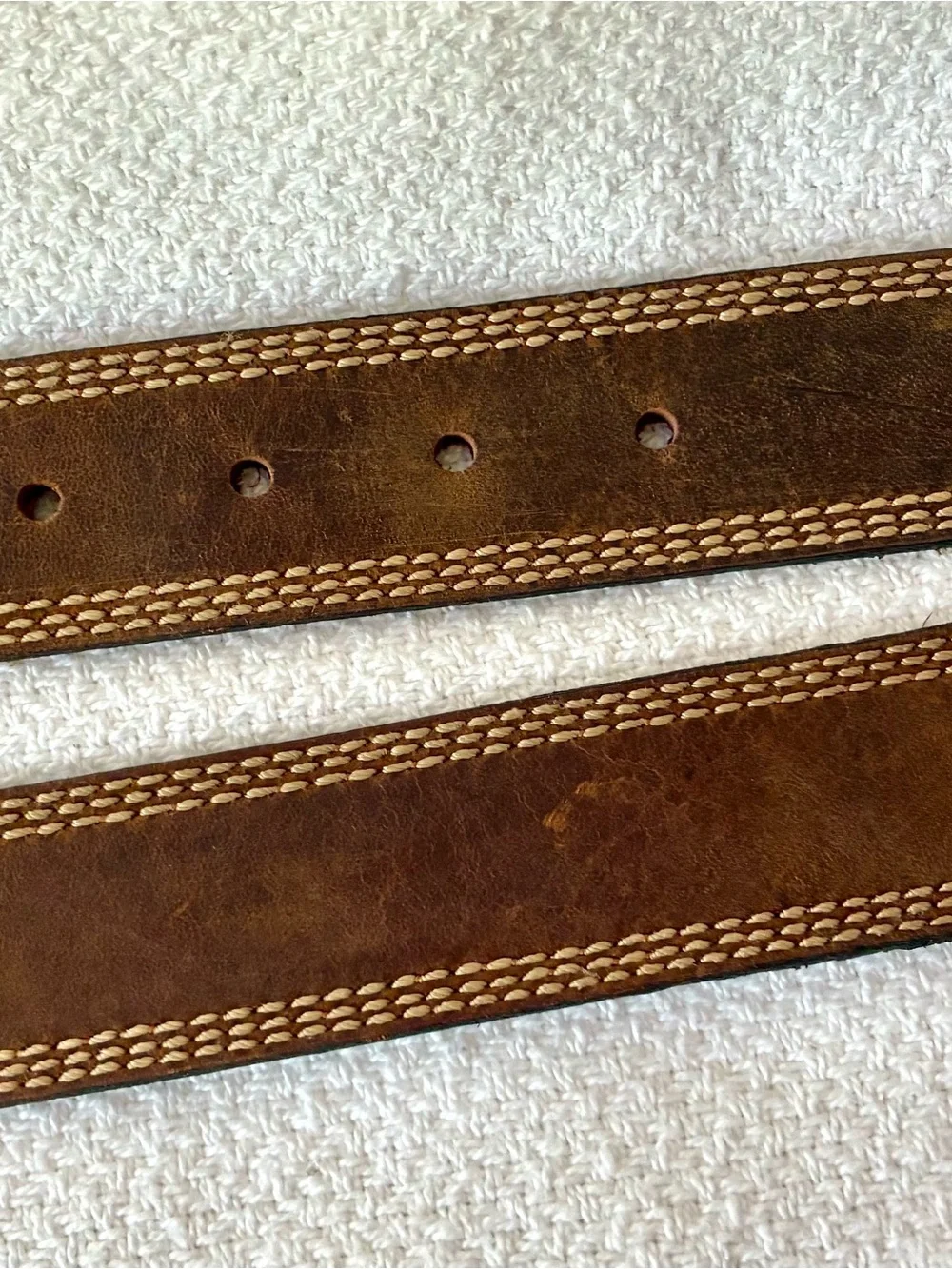 Men's Brown Leather Belt with Metal Buckle